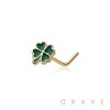 LUCKY CLOVER TOP ENAMEL 316L SURGICAL STEEL L-SHAPE NOSE RING
