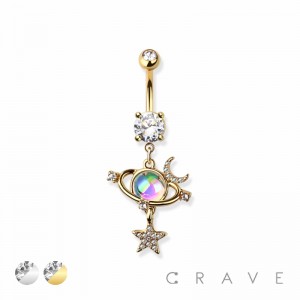 ORBIT PLANET DANGLE 316L SURGICAL STEEL BELLY BUTTON RING