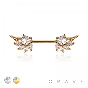 ANGEL WING 316L SURGICAL STEEL NIPPLE BAR