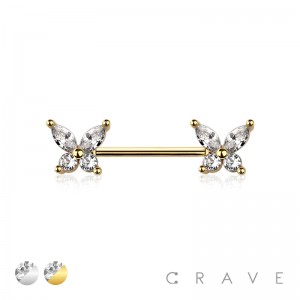BUTTERFLY 316L SURGICAL STEEL NIPPLE BAR