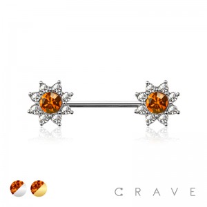 SUNFLOWER 316L SURGICAL STEEL NIPPLE BAR RING