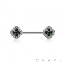 CLOVER 316L SURGICAL STEEL NIPPLE BAR RING