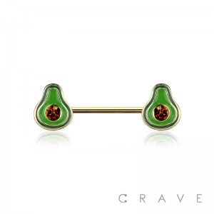 AVOCADO 316L SURGICAL STEEL NIPPLE BAR RING