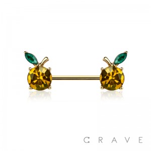 ORANGE 316L SURGICAL STEEL NIPPLE BAR RING