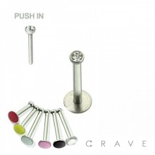 PRESS FIT THREADLESS PUSH-IN 316L SURGICAL STEEL LABRET WITH SOFT ENAMEL BACK FOR COMFORT