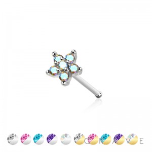 CZ PRONG FLOWER 316L SURGICAL STEEL NOSE BONE STUD