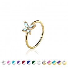 CZ PRONG BUTTERFLY 316L SURGICAL STEEL BENDABLE NOSE O-RING