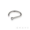 D SHAPED FLAT TOP 316L SURGICAL STEEL NOSE HOOP