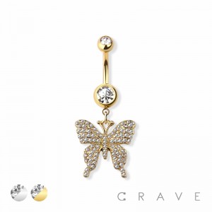 BUTTERFLY DANGLE 316L SURGICAL STEEL NAVEL RING