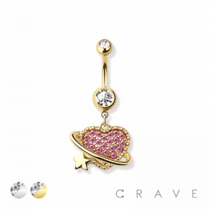 HEART ORBIT DANGLE 316L SURGICAL STEEL NAVEL RING