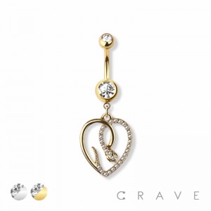 HEART SHAPE SNAKE 316L SURGICAL STEEL NAVEL RING