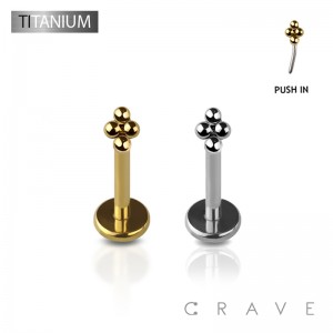 IMPLANT GRADE TITANIUM THREADLESS PUSH IN FOUR BALL TOP LABRET SET