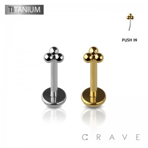IMPLANT GRADE TITANIUM TRIPLE BEAD TOP THREADLESS PUSH IN LABRET SET