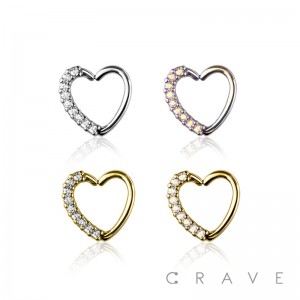 LINED CZ SET HEART EAR CARTILAGE/TRAGUS/DAITH RINGS
