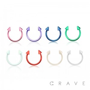 ELECTROPLATING OVER 316L SURGICAL STEEL HORSESHOE WITH SPIKES (external thread)