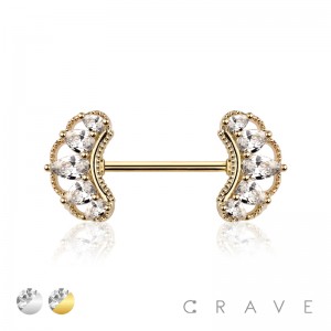 BOHEMIAN DECOR CZ PAVED 316L SURGICAL STEEL NIPPLE BAR