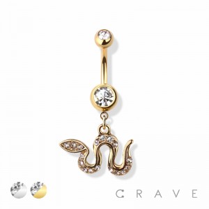 CZ PAVED SNAKE 316L SURGICAL STEEL NAVEL RING