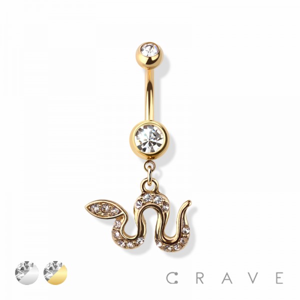 CZ PAVED SNAKE 316L SURGICAL STEEL NAVEL RING