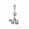 CZ PAVED SNAKE 316L SURGICAL STEEL NAVEL RING