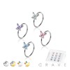 12PCS OF CZ PRONG BUTTERFLY 316L SURGICAL STEEL NOSE HOOP O-RING BOX