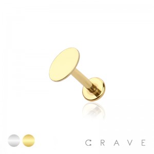 OVAL OP INTERNALLY THREADED 316L SURGICAL STEEL LABRET/MONROE/CARTILAGE STUDS