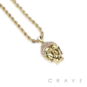 GEM PAVED BUDDHA PENDANT WITH ROPE CHAIN