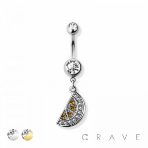 SLICE OF CITRUS FRUIT LEMON ORANGE 316L SURGICAL STEEL NAVEL BELLY RING