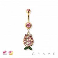 GEM PAVED TULIP 316L SURGICAL STEEL NAVEL BELLY RING