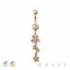 GEM PAVED DAISY 316L SURGICAL STEEL NAVEL BELLY RING