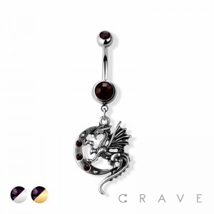 CRESCENT MOON DRAGON 316L SURGICAL STEEL NAVAL RING