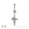 SNAKE CROSS 316L SURGICAL STEEL NAVAL BELLY RING