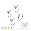 12PCS OF CZ PRONG FLOWER TOP 316L SURGICAL STEEL BENDABLE NOSE O-RING HOOP BOX