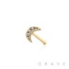 CZ PAVED CRESCENT MOON NOSE BONE STUD