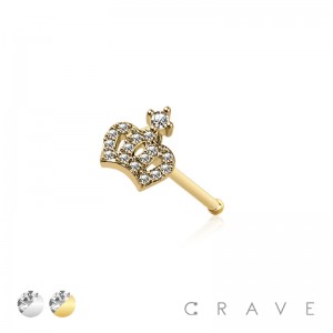 CZ PAVED CROWN NOSE BONE STUD