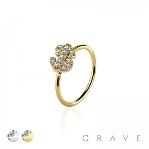 CZ GEM PAVED DOLLAR SIGN 316L SURGICAL STEEL NOSE HOOP O-RING