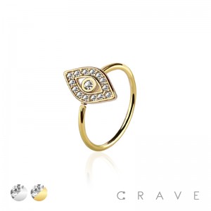 CZ GEM PAVED EVIL EYE 316L SURGICAL STEEL O-RING NOSE HOOP