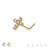 CZ GEM PAVED CROSS 316L SURGICAL STEEL L-SHAPE NOSE STUD