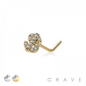CZ GEM PAVED DOLLAR SIGN L SHAPE NOSE STUD