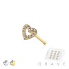 12PCS OF CZ PAVED HEART 316L SURGICAL STEEL BONE NOSE STUD BOX