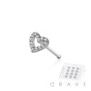 12PCS OF CZ PAVED HEART 316L SURGICAL STEEL BONE NOSE STUD BOX