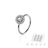 12PCS OF CZ GEM PAVED ROUND TOP 316L SURGICAL STEEL NOSE HOOP O-RING BOX