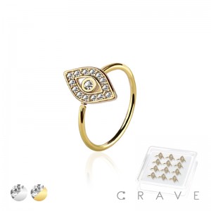 12PCS OF CZ GEM PAVED EVIL EYE 316L SURGICAL STEEL O-RING NOSE HOOP  BOX