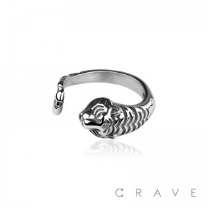 TIGER WRAP STAINLESS STEEL BIKER RING
