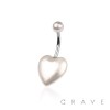 HEART FAUX PEARL HEART 316L SURGICAL STEEL BAR BELLY RING