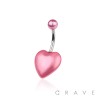 HEART FAUX PEARL HEART 316L SURGICAL STEEL BAR BELLY RING