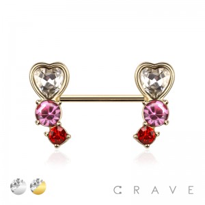 HEART END 316L SURGICAL STEEL NIPPLE BAR