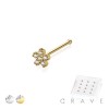 12PCS OF 925 STERLING SILVER NOSE BONE STUD WITH CZ PRONG FLOWER TOP