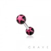 316L SURGICAL STEEL BARBELL WITH STAR DESIGN ACRYLIC BALL