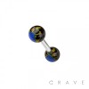 FLAME DESIGN ACRYLIC BALL 316L SURGICAL STEEL BARBELL 