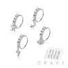 8PCS OF ASSORTED CZ DANGLE 316L SURGICAL STEEL O-RING NOSE HOOP BOX